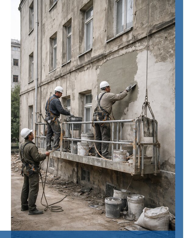 Капитальный ремонт фасада в Шумерле от 4562 р. | ВЫСОТНИК-Шмр