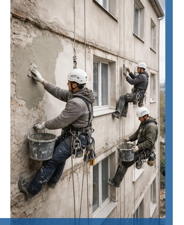 Ремонт штукатурного фасада в Шумерле от 815 р. под ключ | ВЫСОТНИК-Шмр