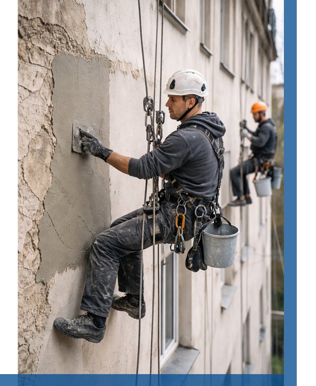 Восстановление штукатурки фасада в Шумерле от 1304 р. | ВЫСОТНИК-Шмр