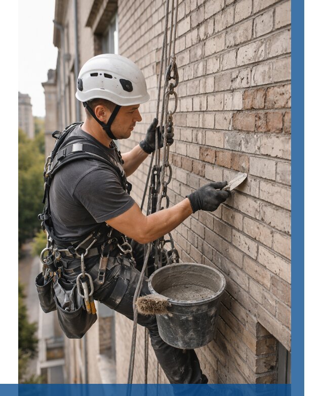 Ремонт кирпичной кладки фасада в Шумерле от 1955 р. | ВЫСОТНИК-Шмр