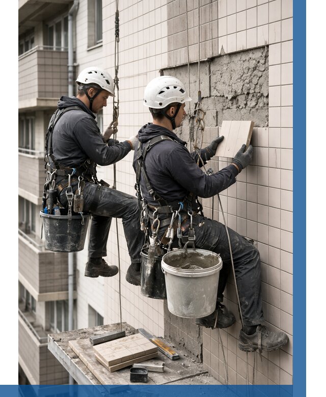 Ремонт облицовки фасада плиткой в Шумерле от 1955 р. | ВЫСОТНИК-Шмр