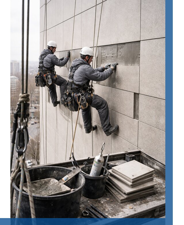 Ремонт фасада из керамогранита в Шумерле от 2716 р. | ВЫСОТНИК-Шмр