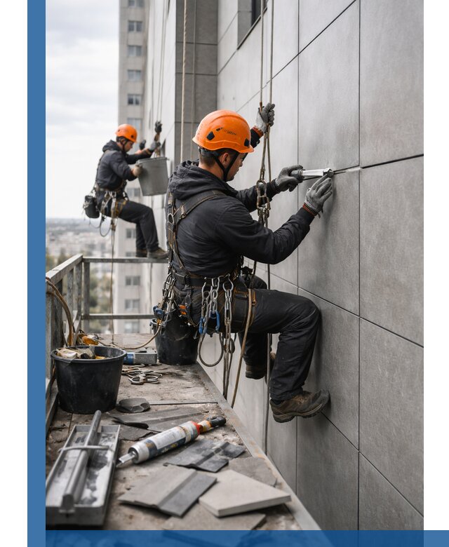 Профессиональный ремонт фасада из керамогранита в Шумерле