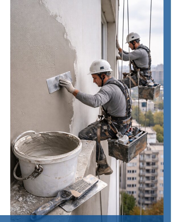 Шпаклевка фасада на высоте в Шумерле от 760 р. | ВЫСОТНИК-Шмр