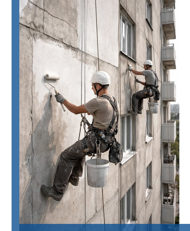 Покраска бетонного фасада в Шумерле для жилых и промышленных объектов