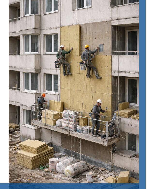 Утепление фасада минватой в Шумерле от 1629 р. | ВЫСОТНИК-Шмр