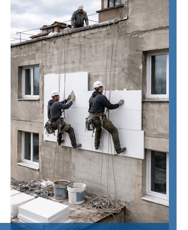 Утепление фасада пенополистиролом в Шумерле от 1955 р. | ВЫСОТНИК-Шмр