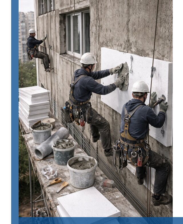 Утепление фасада пенополистиролом в Шумерле под ключ