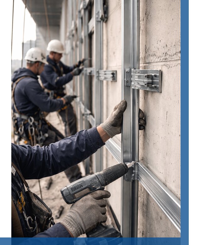 Монтаж подсистемы вентфасада в Шумерле от 923 р. | ВЫСОТНИК-Шмр