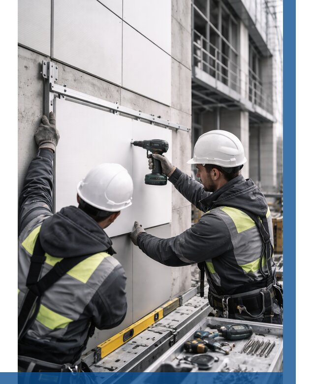 Монтаж композитных панелей фасада в Шумерле от 2716 р. | ВЫСОТНИК-Шмр