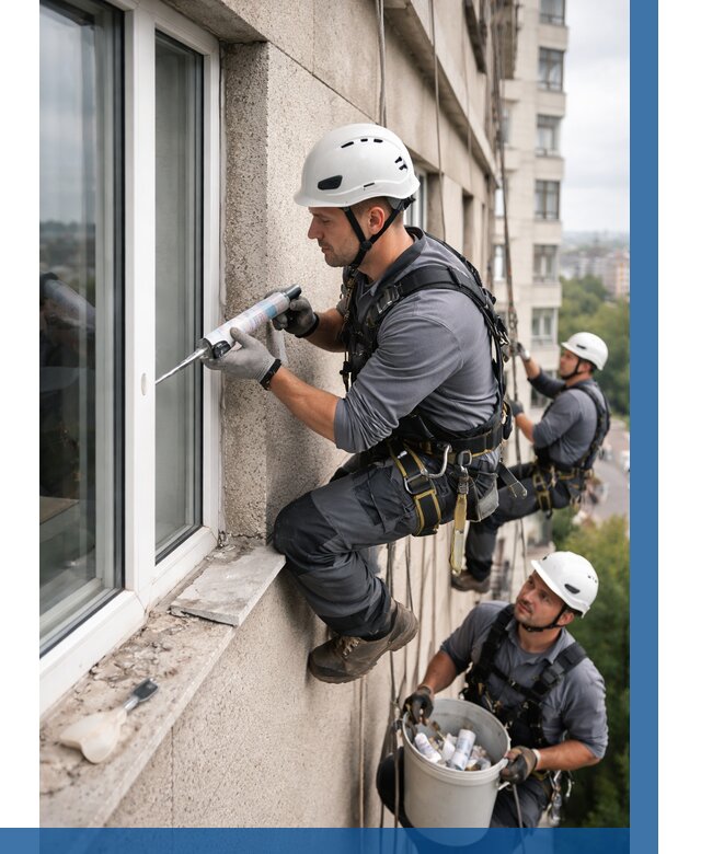 Герметизация оконных швов снаружи в Шумерле от 1629 р. | ВЫСОТНИК-Шмр