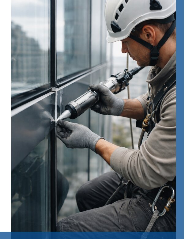 Герметизация стыков витража в Шумерле от 1304 р. | ВЫСОТНИК-Шмр