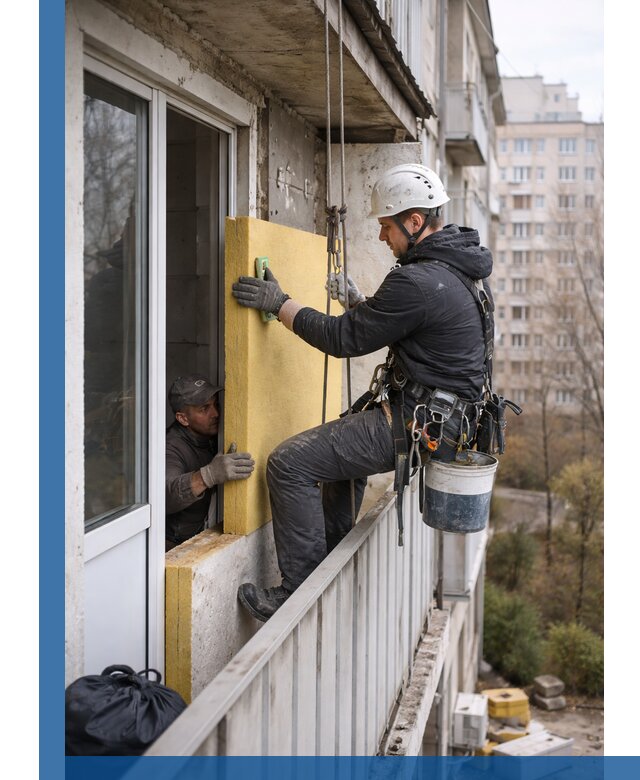 Профессиональное утепление балкона снаружи в Шумерле под ключ