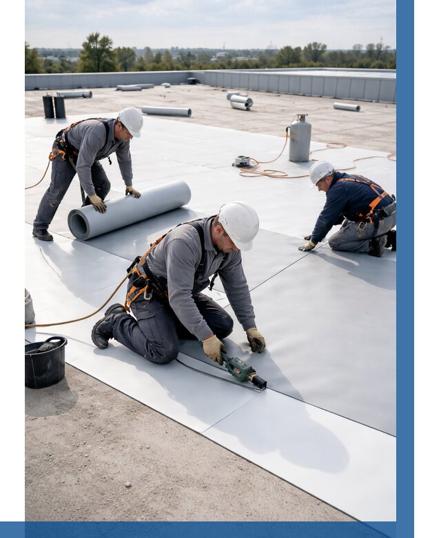 Монтаж мембранной кровли под ключ в Шумерле от 1304 р. | ВЫСОТНИК-Шмр