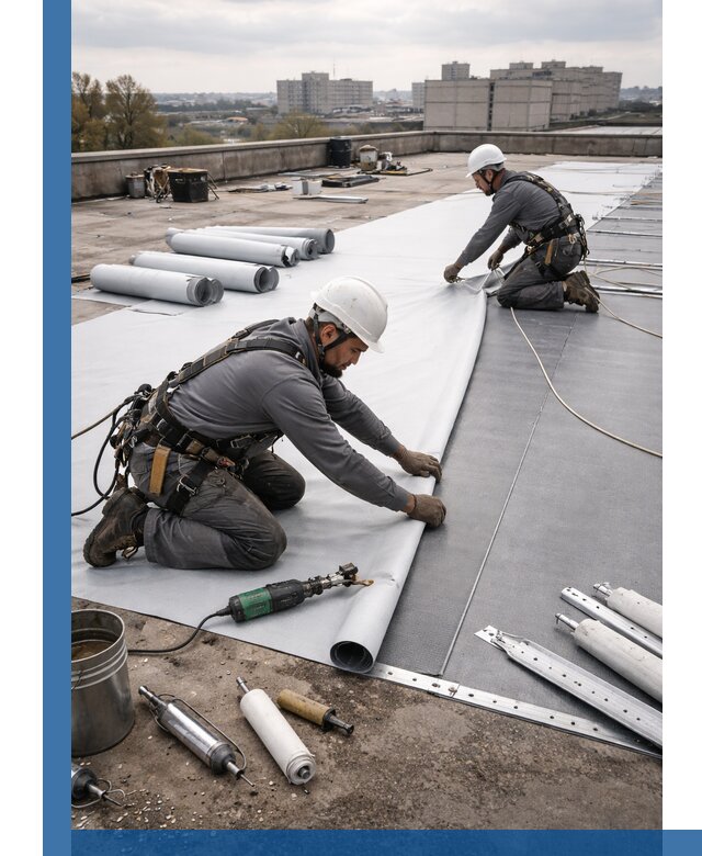 Монтаж мембранной кровли в Шумерле для промышленных зданий