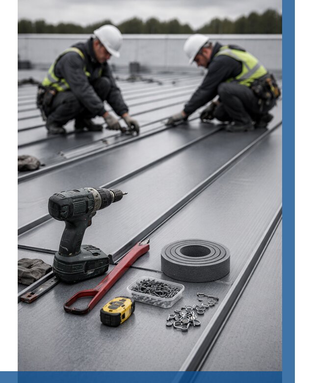 Монтаж фальцевой кровли в Шумерле от 1955 р. | ВЫСОТНИК-Шмр