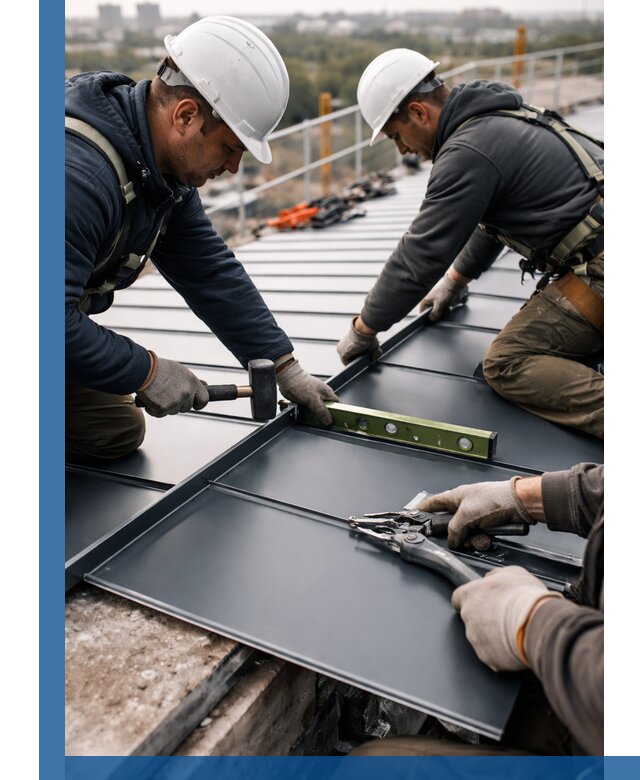 Монтаж фальцевой кровли в Шумерле для промышленных зданий