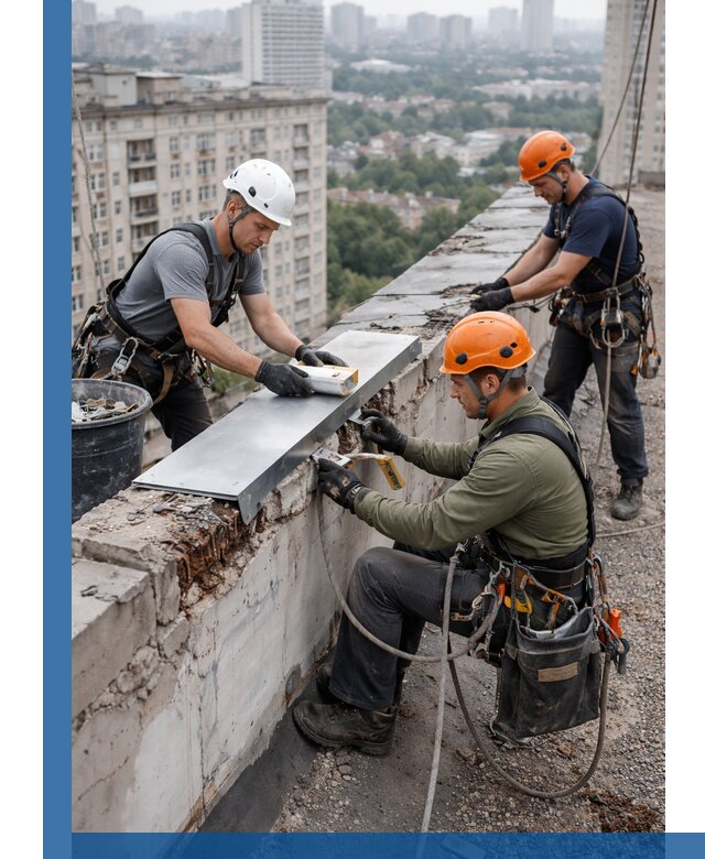 Ремонт парапета на кровле в Шумерле, высотные работы с гарантией