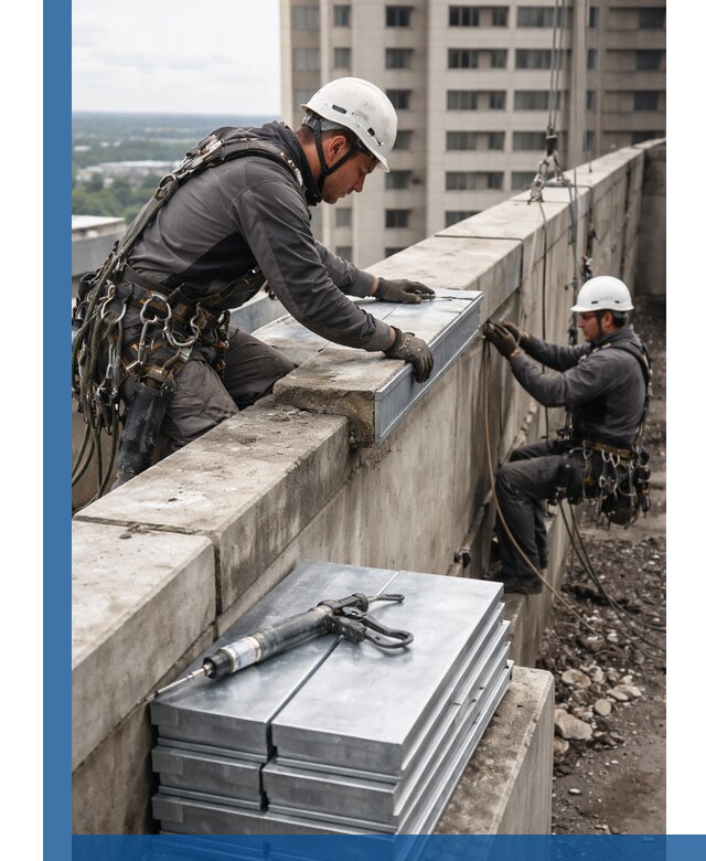 Замена парапетных крышек и установка новых в Шумерле