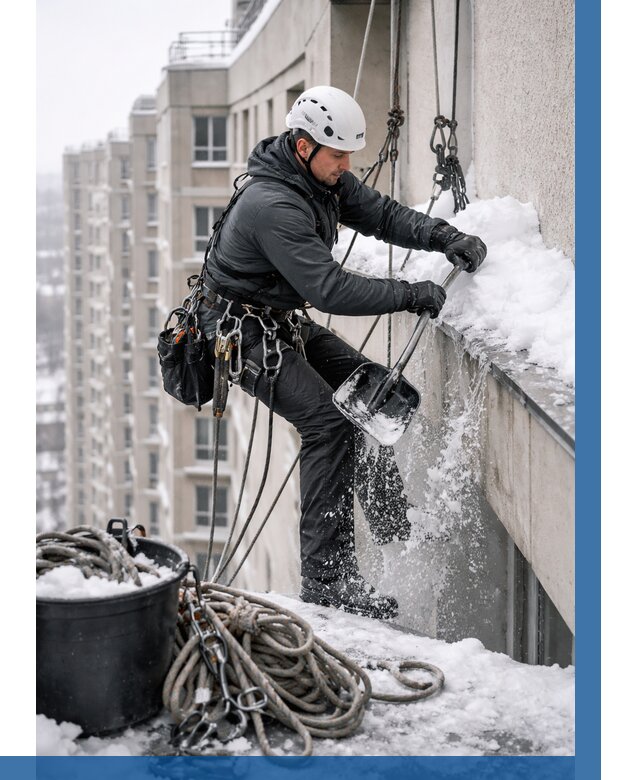 Очистка карнизов от снега в Шумерле от 326 р. | ВЫСОТНИК-Шмр