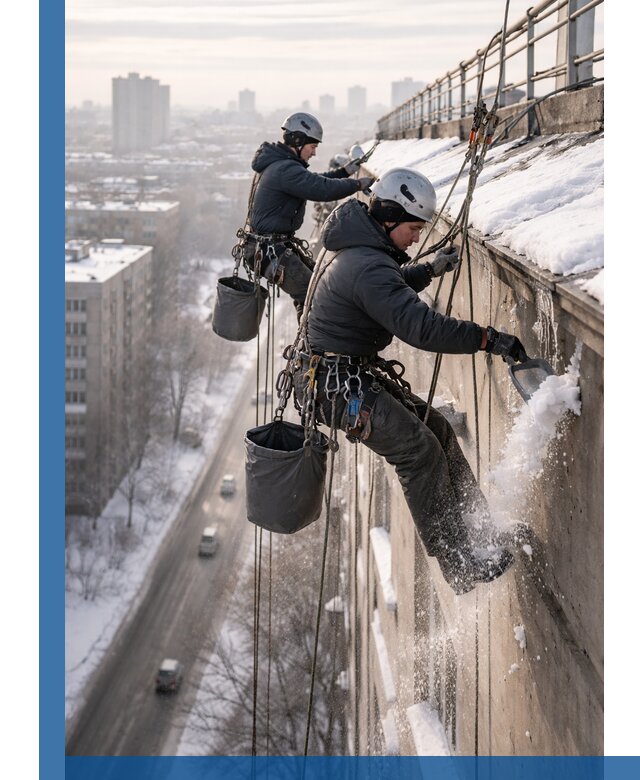 Очистка карнизов от снега в Шумерле профессионально и безопасно