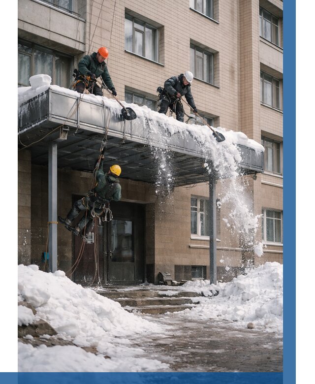 Очистка козырьков от снега в Шумерле от 3802 р. | ВЫСОТНИК-Шмр