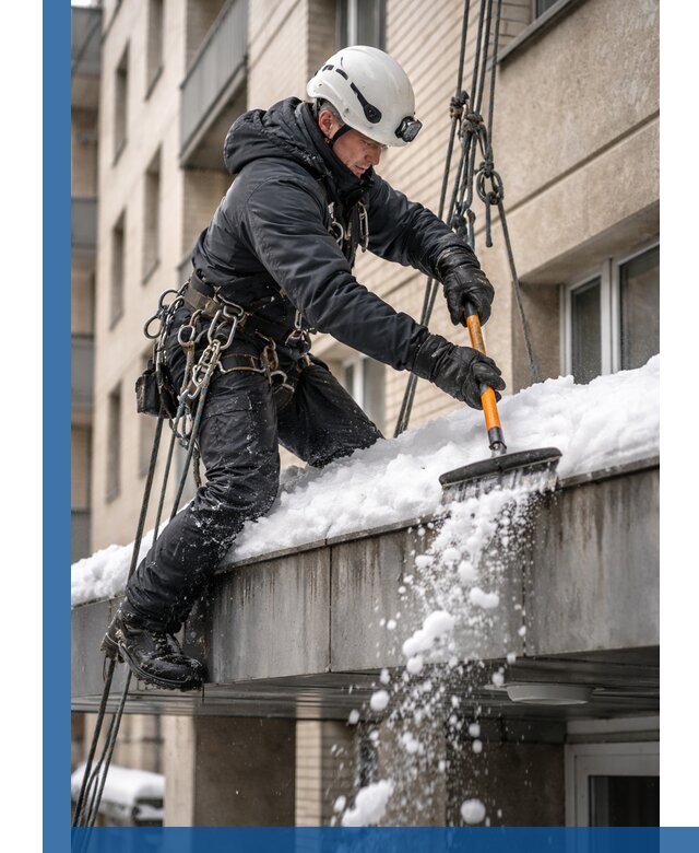 Очистка козырьков от снега в Шумерле круглогодично безопасно