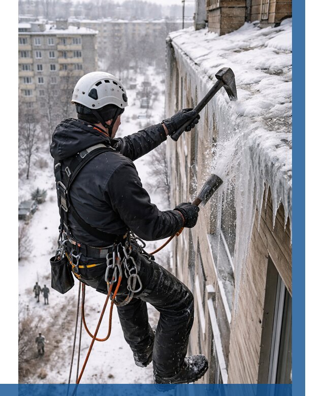 Сбивание сосулек с крыши в Шумерле по цене от 4888 р. | ВЫСОТНИК-Шмр