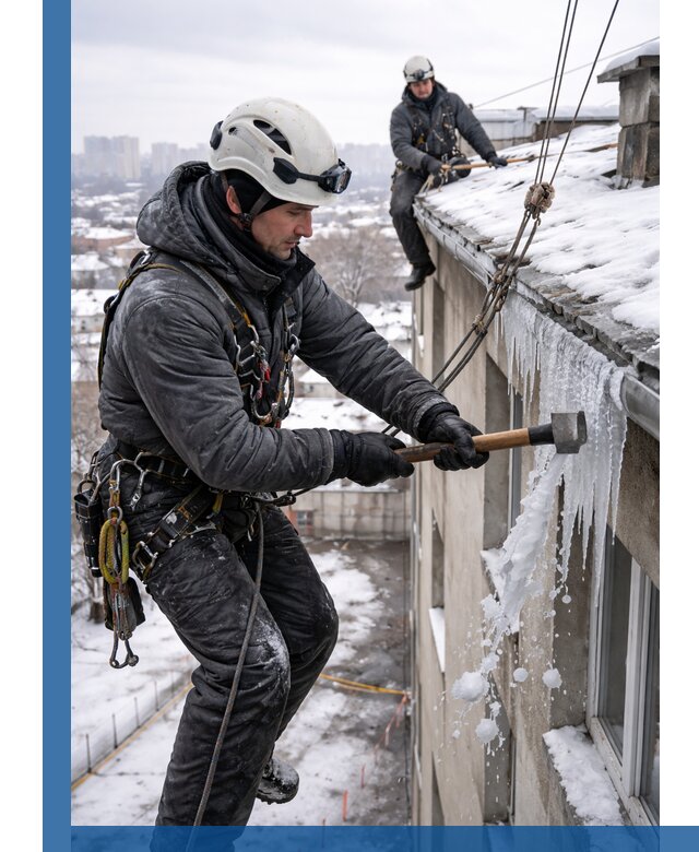 Сбивание и удаление сосулек с крыши в Шумерле безопасно