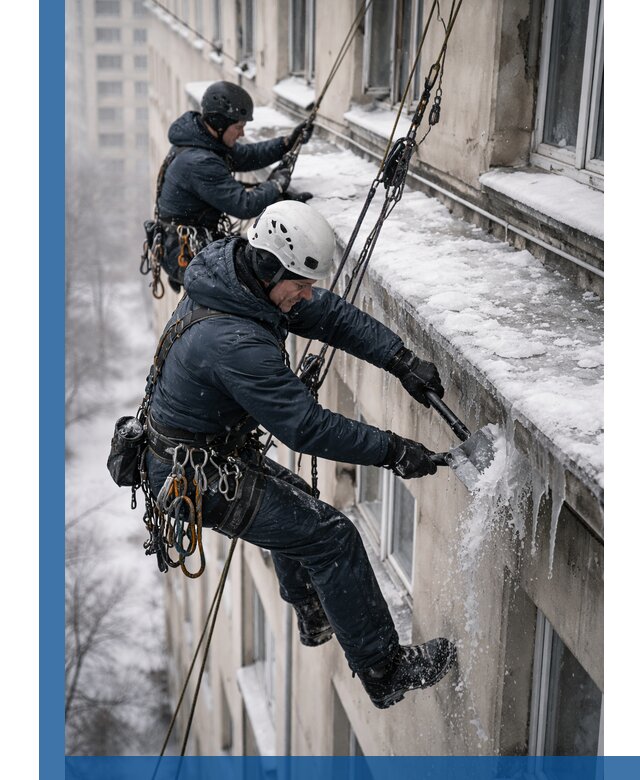 Удаление наледи и сосулек с карнизов в Шумерле профессионально