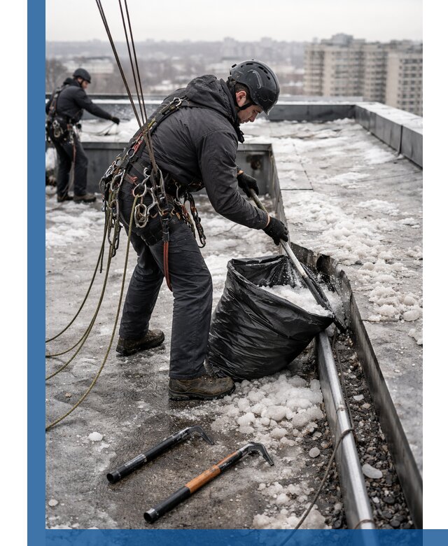 Аварийная очистка кровли в Шумерле от промальпинистов