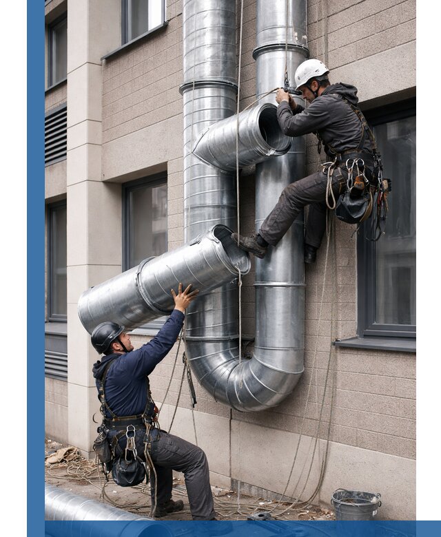 Монтаж фасадных воздуховодов в Шумерле с герметизацией и крепежом
