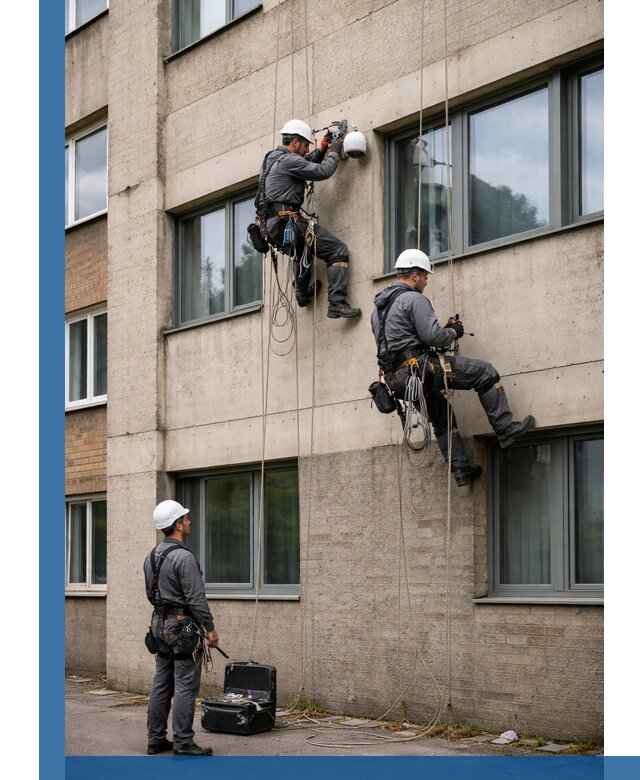 Монтаж фасадных камер видеонаблюдения в Шумерле под ключ