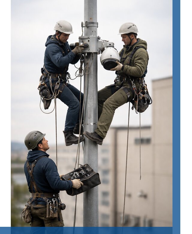 Установка видеокамер на мачте в Шумерле от 9234 р. | ВЫСОТНИК-Шмр