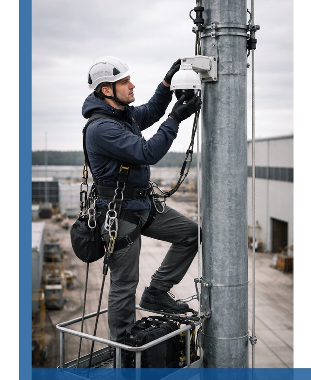 Профессиональная установка видеокамер на мачте в Шумерле