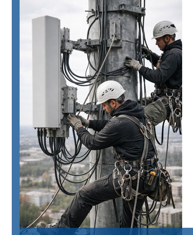 Монтаж оборудования связи на мачте в Шумерле с пусконаладкой