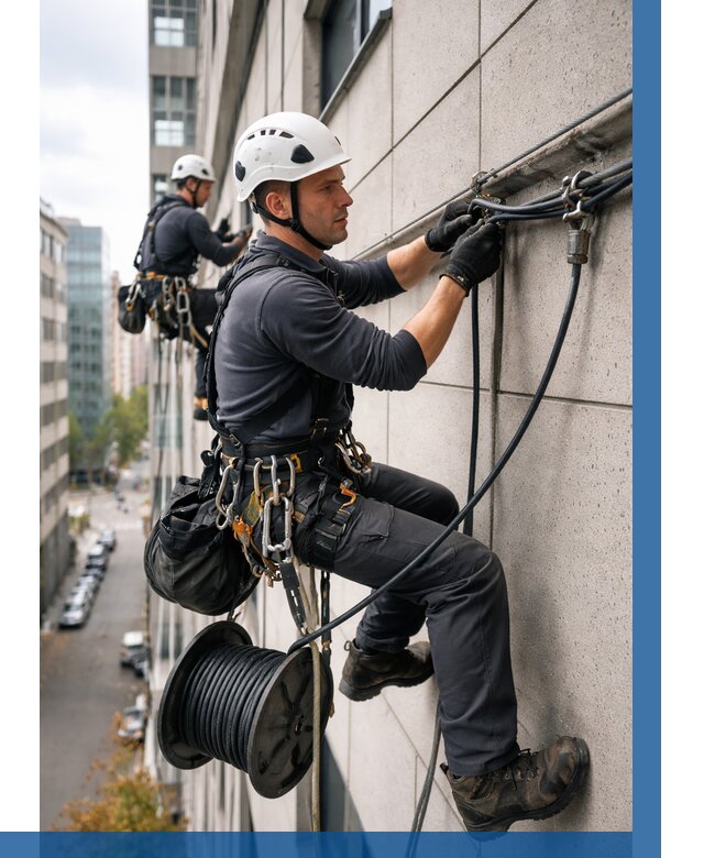 Прокладка кабеля по фасаду в Шумерле от 380 р. | ВЫСОТНИК-Шмр