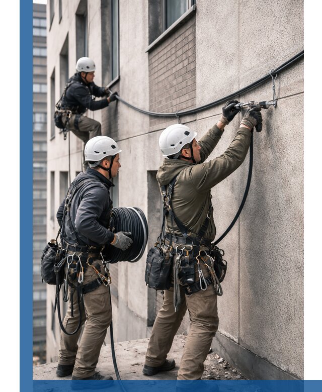 Прокладка кабеля по фасаду в Шумерле, профессиональный монтаж