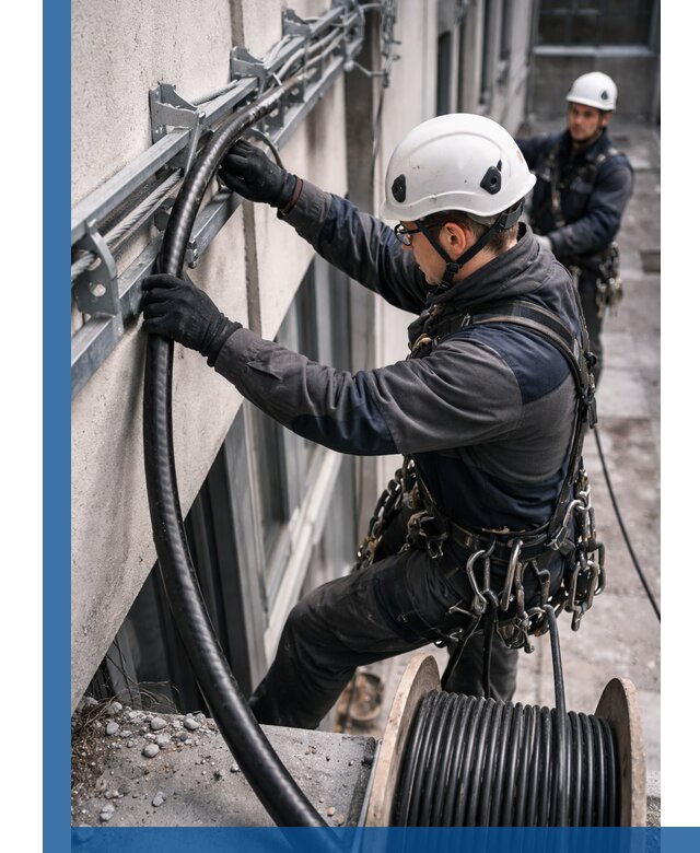 Протяжка кабеля питания на высоте в Шумерле с гарантией безопасности и качества