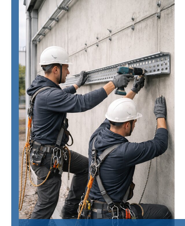 Монтаж кабельных лотков на фасаде зданий в Шумерле с гарантией