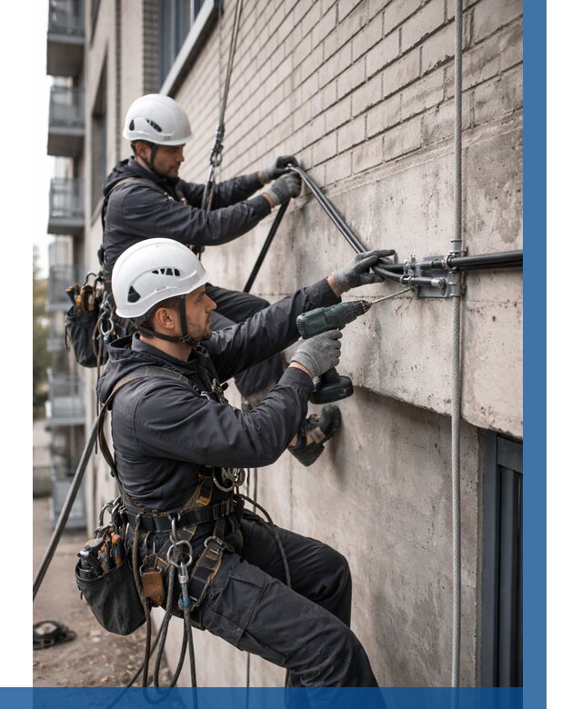 Крепление кабеля на фасаде в Шумерле от 380 р. | ВЫСОТНИК-Шмр