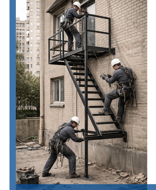 Монтаж пожарной лестницы в Шумерле, установка и крепление