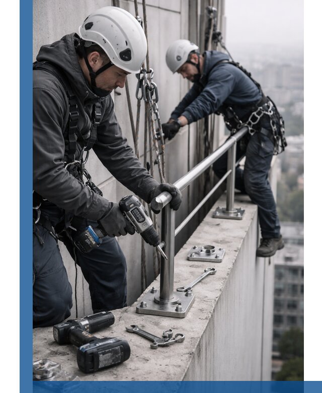 Монтаж перил на высоте в Шумерле для жилых и промобъектов