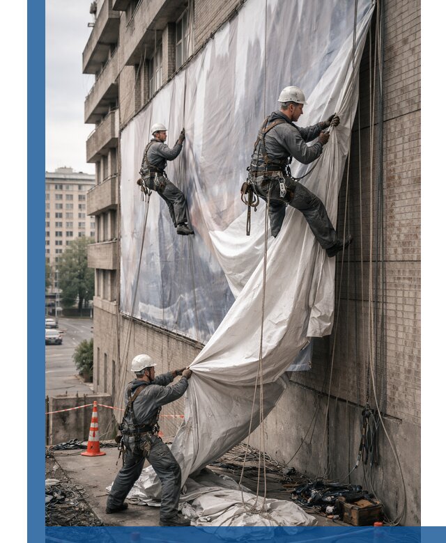 Демонтаж баннеров с фасада в Шумерле оперативно и безопасно