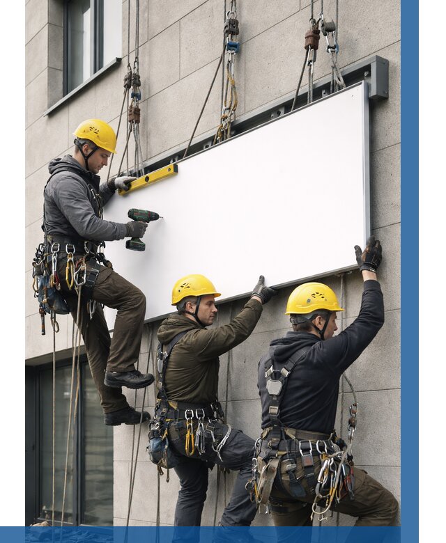 Монтаж рекламной вывески в Шумерле от 8690 р. | ВЫСОТНИК-Шмр