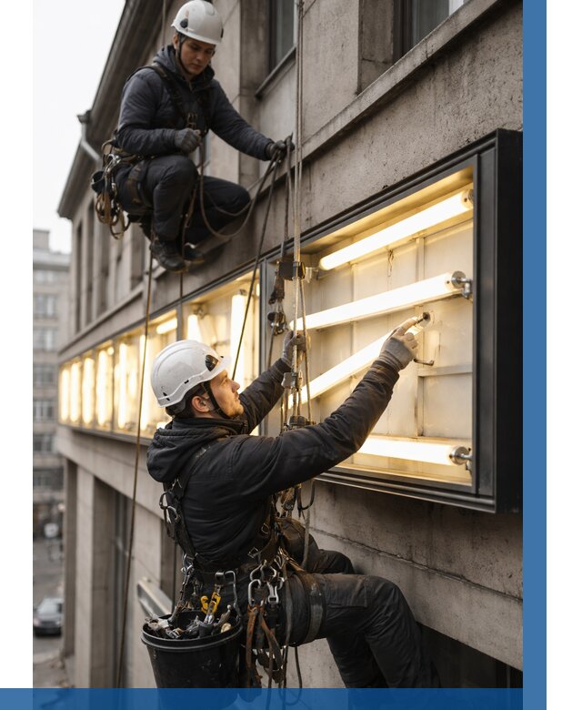 Замена ламп в вывеске в Шумерле под ключ от 3802 р. | ВЫСОТНИК-Шмр