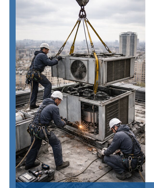 Демонтаж крышной установки в Шумерле любой сложности