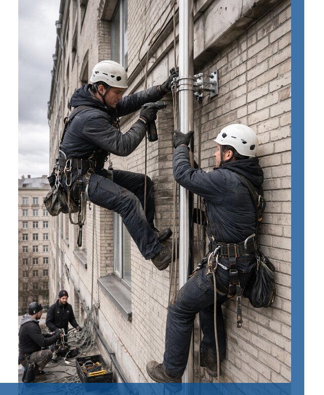 Монтаж флагштока на здании в Шумерле от 7061 р. | ВЫСОТНИК-Шмр