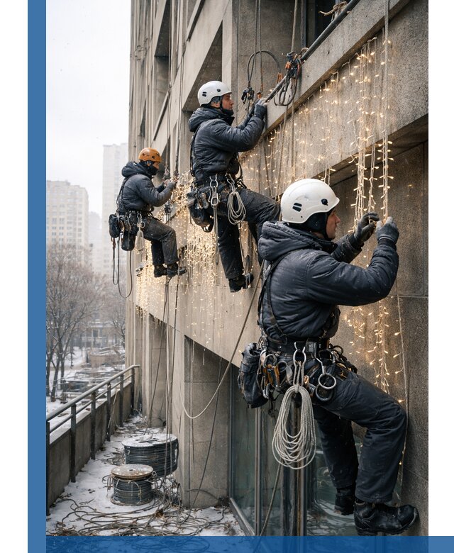 Монтаж новогодней иллюминации и украшение фасадов в Шумерле