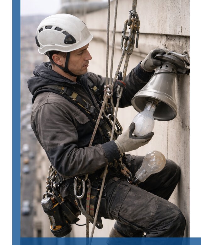 Замена ламп на высоте в Шумерле профессионально и быстро